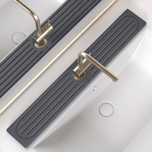 Fast Drying Kitchen Sink Splash Guard, Durable Stone Kitchen Faucet Mat, Water Absorbing Stone Tray for Sink, Diatomite Faucet Mat for Kitchen Sink, Stone Drying Mat for Kitchen and Bathroom Counter - color: Dark Gray Style 2, size: 30" x 4"