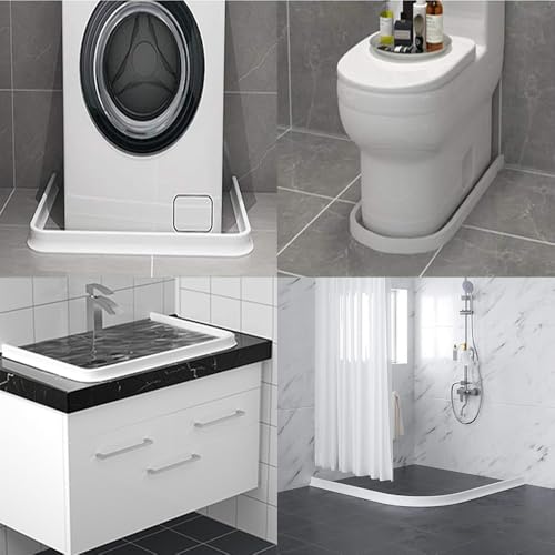 Collapsible Shower Threshold Water Dam Water Barrier for Shower and Retention System and Keeps Water Inside Threshold Dry and Wet Separation Suitable for Bathroom and Kitchen (39Inch, White) - color: White, style: 39Inch