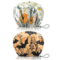 2 PCS Shower Cap Reusable Waterproof Double Layers Hair Caps Shower Bath Adjustable Elastic Hat for Women Girls Cute Aesthetic-Flower Bat - color: AI13-Flower Bat