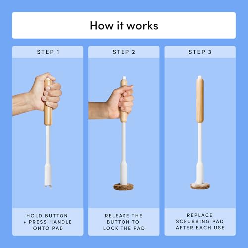TUSHY Toilet Brush 2.0 Set: with Cleanser-Infused Pads and Holder (Disposable Planet Friendly Refills), Includes 8 Lemon and Tea Tree Coconut Husk Scrubbing Pads - style: Brush Starter Kit