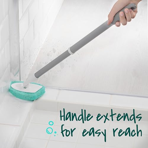 Scotch-Brite Power Scour Toilet Cleaning System, Toilet Bowl Cleaner with Disposable Scrub Pad Tablets, Includes 1 Wand, Stand and 5 Scrubbing Pad Refills