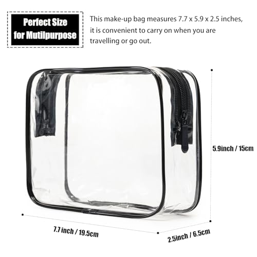 MODENGKONGJIAN TSA Approved Toiletry Bag, 3 Pcs Clear Toiletries Bags Quart Size Travel Makeup Cosmetic Bag for Women Men, Carry on Airport Airline Compliant Bag (Clear Black) - color: Clear Black
