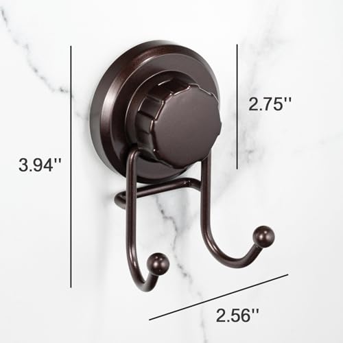 HASKO Suction Cup Hook for Shower, Stainless Steel Bathroom Suction Towel Hooks Hanger, Organizer for Towel, Bathrobe and Loofah, Includes Optional No Drill Adhesive Mount for Inside Shower, Bronze - color: Bronze