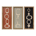 pechpell 3 Set Of Mid Century Modern Wall Art Wooden Framed, Modern Boho 3D Abstract Geometric Mcm Wall Hanging For Living Room, Bedroom, Entryway, Home Office, Earth Tone Minimalist Decor