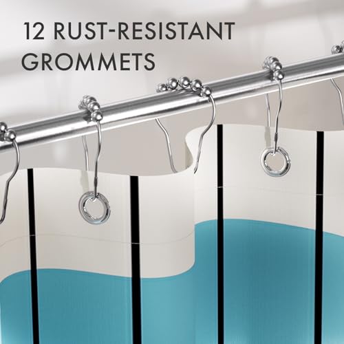 AmazerBath Boho Shower Curtain, Beige and Brown Abstract Cloth Shower Curtain with 12 Metal Hooks, Luxury Washable Farmhouse Polyester Fabric Bathroom Green Leaf Shower Curtain Set, 72x72 Inches - color: D- Boho Leafy+12 Metal Hooks, size: 72"W x 72"L (Pa