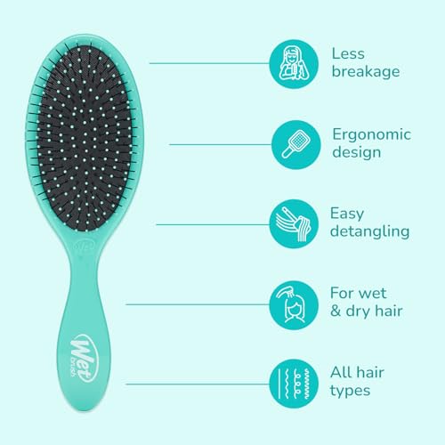 Wet Brush Original Detangler Hair Brush, Amazon Exclusive Aqua- Ultra-Soft IntelliFlex Bristles-Detangling Hairbrush Glides Through Tangles For All Hair Types (Wet Dry & Damaged Hair) - Women & Men | Ultra Soft IntelliFlex Bristles Gently Separate Knots w