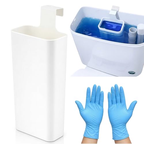 1pcs-Piece Toilet Tablet Holder with Cleaning Gloves, Toilet Tank Caddy for Cleaning Discs, Heavy Duty PP & ABS Cleaner Bracket, Bathroom Organization Set