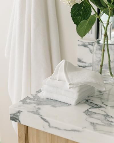 Cozy Earth Ribbed Washcloth Set - 60% Cotton 40% Viscose from Bamboo Bathroom Washcloths - Soft & Absorbent Textured Ribbed Pattern - 4 Pack White - color: White, size: Washcloth