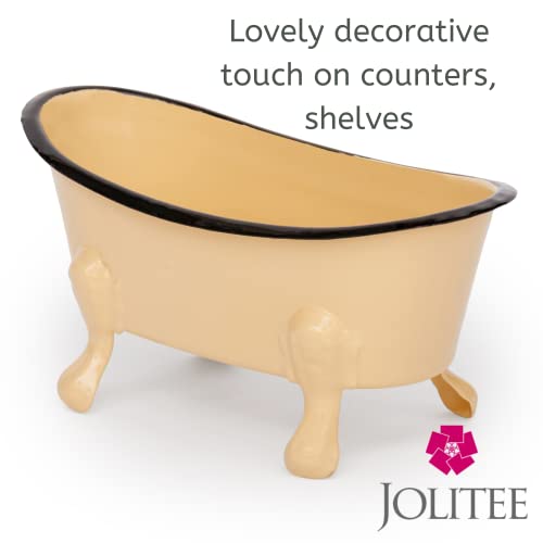Rustic Enamel 1 Piece 5.5" Metal Clawfoot Mini Bathtub Soap Dish Mini Bath Tub Decoration Clawfoot Tub Soap Caddy Lemon - color: Lemon