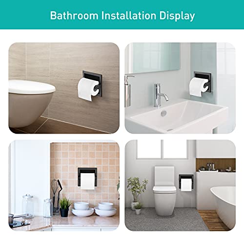 POKIM Matte Black Recessed Toilet Paper Holder/Tissue Paper Holder Stainless Steel Toilet Paper Holder in Wall for Bathroom Accessories Rear Mounting Bracket Included - color: Matte Black, size: Recessed