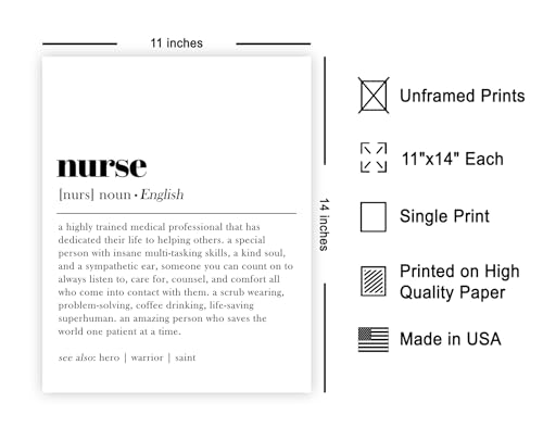 Poster Master Definition of Nurse Print - Typography Poster - Dictionary Art - Minimal Gift for Him, Her & Nurse - Decor for Hospital, Bedroom or Dorm - 11x14 UNFRAMED Wall Art - color: Style02, size: 11"L x 14"W