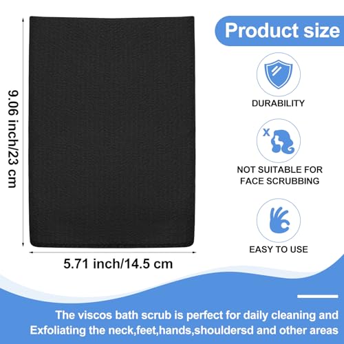 Tatuo 12 Pack Korean Exfoliating Mitt & Cloth, Viscose Rayon Dead Skin Remover Washcloth, Multi Color Body Scrub Towel for Shower Spa Travel(Large,Black) - color: Black, size: 1 Count (Pack of 12)