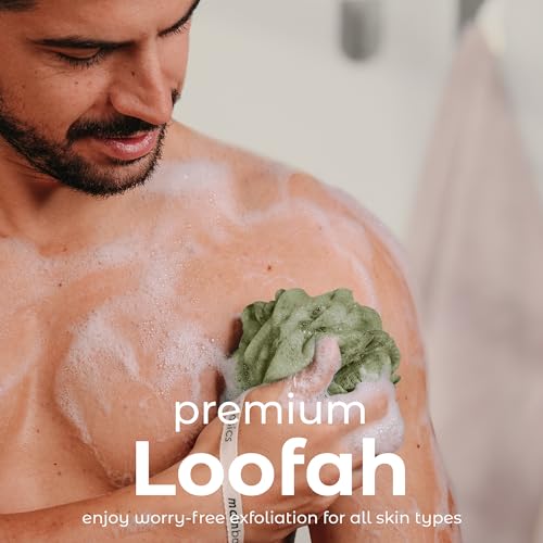 MainBasics Shower Loofah Sponge Pouf, Set of 3, Earthy Love | Soft Mesh Body Scrubber and Bath Sponge for Gentle Exfoliation, Rich Lather, and Everyday Shower Use - style: Earthy Love