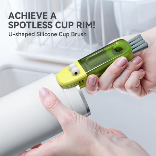 3 in 1 Cup Lid Gap Cleaning Brush Set, Multifunctional Bottle Cleaning Brush, Silicone Cup Lid Gap Cleaner, Home Kitchen Crevice Cleaning Tools (Multicolored-3PCS) - color: Multicolored-3pcs