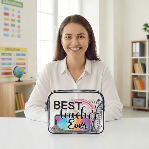 Teach Bag Clear Zipper Pouch, Teacher Survival Kit Bag, Clear Makeup Cosmetic Bag, PVC Waterproof Travel Toiletry Bag Graduation Thanks Gift (C) - style: C