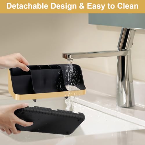 GFWARE Gold Toothbrush Holders for Bathrooms Countertop Organizer - Detachable 7 Slots Electric Toothbrush and Toothpaste Holder, Kids Organization and Storage, Restroom Accessories Vanity Stuff - color: Gold