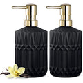 EMPO Clear Glass Soap Dispenser with ABS Plastic Pump, Crystal Lotion Dispensers for Kitchen Sink, Bathroom (2Pack Matte Black) - color: 2pack Black