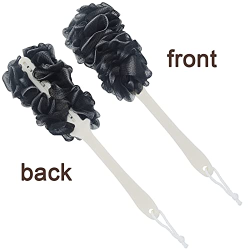 Back Scrubber for Shower, Loofah Long Handle Bath Body Brush, Soft Nylon Mesh Sponge On a Stick for Shower Men Women Kids Elderly, Exfoliating Scrub Cleaning Luffa for All Kinds of Skin(Black) - color: Black