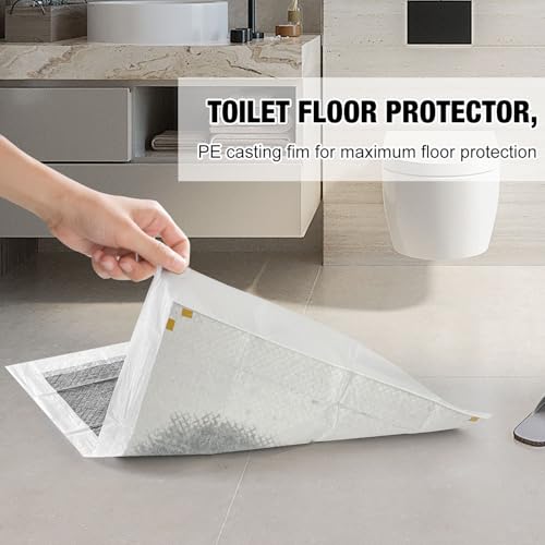 25 Pack Disposable Toilet Mats Absorbent Toilet Floor Protector from Urine U-Shape Toilet Training Rug Waterproof Non-Slip Bathroom Potty Training Mats for Children Adult (Gray)