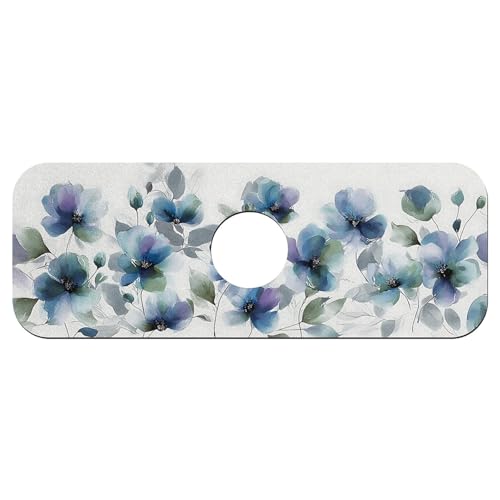 Faucet Fast Absorbent Pad - Blooming Blue Flower , Suitable For Kitchen, Bathroom, Island And Other Scenes - color: Blooming blue flower