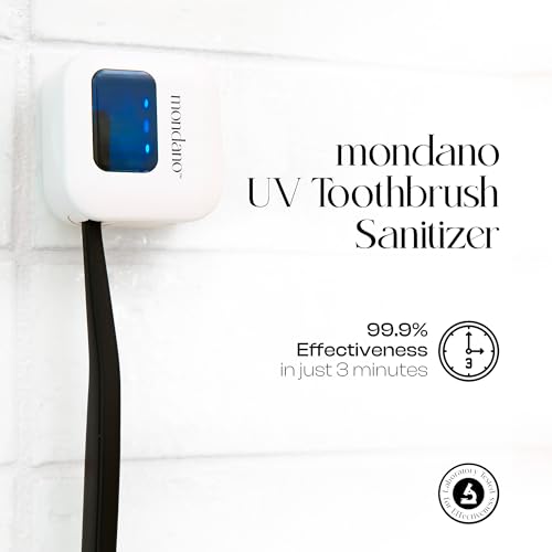 Mondano UV-C Toothbrush Sanitizer and Holder, Toothbrush Case - Manual/Electric Toothbrush Cover for Any Toothbrush Head - Rechargeable Toothbrush Travel Case, Tooth Brush Cover Cap for Home - color: Frost White