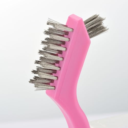 MAXMAN Wire Brush Set 3-Pack, Small Wire Brushes for Cleaning, Rust Remover, Dirt Cleaner, Metal Brush, Paint Scrubbing, 7" Deep Clean Detailing Tools, Stainless Steel Bristles, Pink. - style: 3 PCS Stainless Steel Bristles Pink