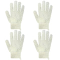 Exfoliating Bath Gloves 2 Pairs - Heavy Texture Body Scrub Gloves for Shower, Spa, Massage and Body Scrubs, Dead Skin Remover, Washing Gloves with Hanging Loop(Beige) - color: Beige