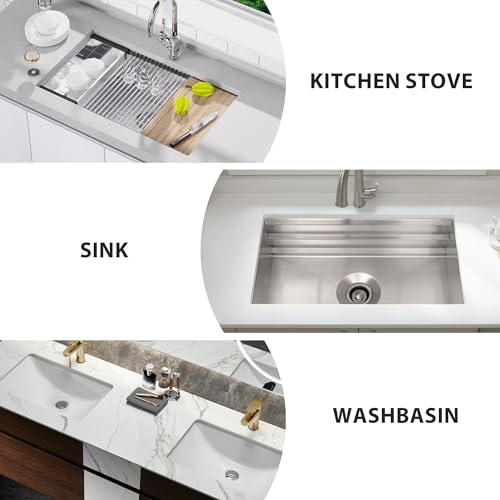 23Inch Sink Splash Guard – Extended Length & Tall Silicone Kitchen Sink Splash Guard with Overhang Drainage Design, High Splash Wall & Strong Suction Cups for Countertop (Grey, 23''x3.5'') - color: Gray, size: 23''x3.5''