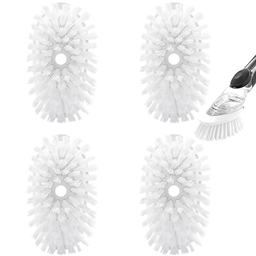 Brush Refills for RIMAY Dish Brush - 4 Pack Dish Brush Cleaning Soap Dispensing Head Replacement for Scrubber (White) - color: White