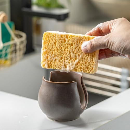 Zoeeker Sponge Holder for Kitchen Sink, Ceramic Dish Sponge Drying Rack Scrubby Holder Kitchen Organizer Cute Sink Caddy, Farmhouse Decor, Dark Agate Red - color: Dark Agate Red, size: Barrel-type