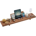 AquaTeak 30" Manada Teak Bathtub Tray Caddy - Durable, Water-Resistant Bath Tray for Tub with Foldable Book & Tablet Stand - Fits Standard Soaking Bathtubs - Bathroom Accessories for Spa