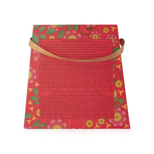 Spa Ceylon Ayurveda Cardamom Rose Discovery Set – 4-Piece Natural Uplifting Spa Gift Set with Himalayan Rose & Organic Ceylon Cardamom - Bath Gel, Body Lotion, Pillow Mist & Scrub