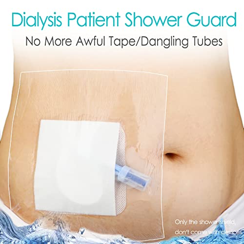 Waterproof Dialysis Port Shower Cover with Non Stick Center Pad Pd Catheter Shower Protection Shiled Chest Central Line Water Barrier Bath Guard Protectors Protective Film 10"X12" Pack of 20 - size: 10"x12" (Pack of 20)