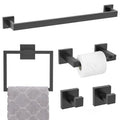 Matte Black Towel Bar Set 5-Piece Bathroom Hardware Accessories Set,23.6 Inch Modern Towel Holder Set SUS304 Stainless Steel Towel Rack Set for Bathroom,Wall-Mounted - color: 5-pcs Black