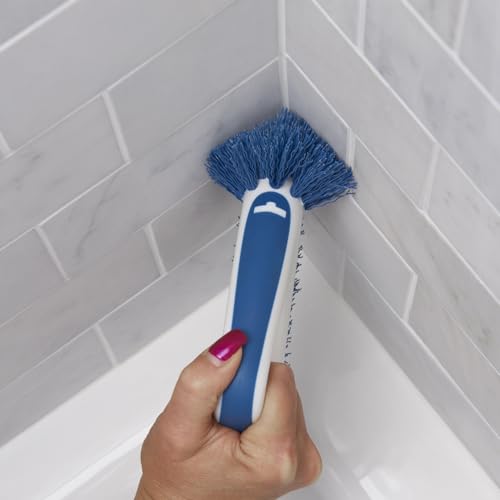 Unger 2-in-1 Grout and Corner Scrubber Brush Tool, Crevice Bathroom Cleaning Supplies for Showers, Door Tracks, Tile, and Bathtubs, Household 360-Degree Scrubbing Power - size: 1 Unit, style: 2-in-1 Grout & Corner Scrubber
