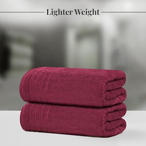 Tens Towels Pack of 4 Extra Large Bath Towels 30 x 60 Inches, 100% Cotton, Larger & Lighter Weight, Quicker to Dry, Super Soft and Absorbent, Perfect for Bathroom, Burgundy - color: Burgundy