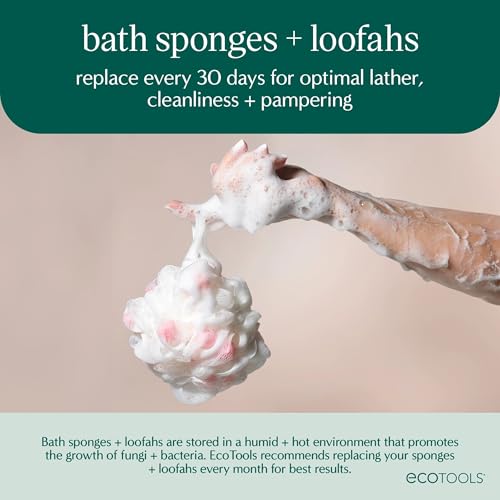 EcoTools Charcoal EcoPouf, Loofah Sponge for Bath & Shower, Infused Pouf, Recycled Netting, Exfoliation Removes Dead Skin, Eco-Friendly Bath Accessory, Cruelty-Free, Color May Vary, 1 Count (60g)
