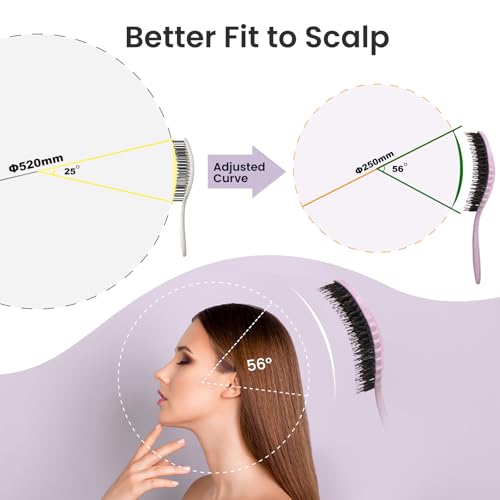 AIMIKE Hair Brush, Dual Soft Boar & Nylon Bristles HairBrush for Fine Hair, Shine Boost & Frizz Control Hair Brush for Women, Soft Bristle Brush For Slick Back, Volume and Shine, Best Gift for Women - color: Boar Bristles Purple