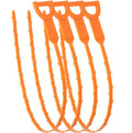 20 Inch Drain Snake Hair Clog Remover Orange Plastic 4 Pack | Barbed Design for Bathroom Tub Kitchen Sink Toilet Sewer Cleaning