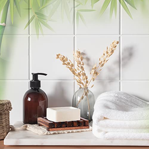 Skylety 50 Pieces Wooden Shower Soap Dish Bulk Soap Holder Savers Draining Tray Case Stand for Bathroom Kitchen Travel Sponge Shampoo Sink, 4.5 x 3.1 x 0.9 Inches (Brown Color) - color: Brown Color