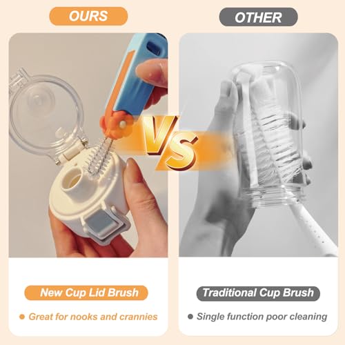 3 in 1 Cup Lid Gap Cleaning Brush Set, Bottle Cleaning Brush Multifunctional Bottle Cleaner Brush Home Kitchen Cleaning Tools, 6PCS - color: 6pcs Mix