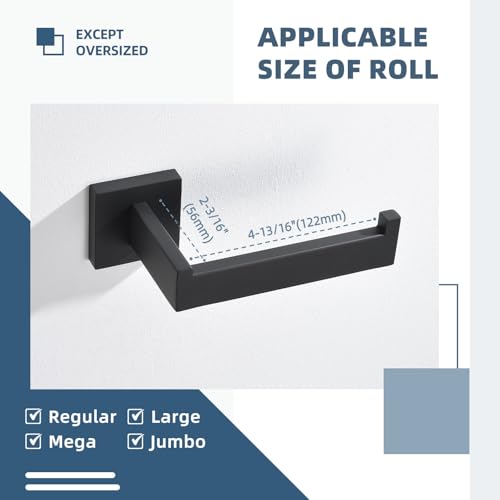 Toilet Paper Holder Matte Black, Angle Simple Stainless Steel Bathroom Tissue Roll Hanger, Open Sided Toilet Tissue Holder Wall Mount - color: Matte Black