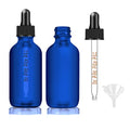Bumobum Dropper Bottle 2 oz, 2 pack Blue Glass Eye Dropper Bottles with Labels and Funnel, Leakproof Tincture Bottles with Measured Dropper - color: Blue