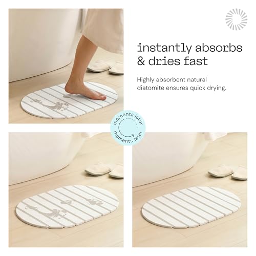 Deepstone Foldable Stone Bath Mat – Large Diatomaceous Earth Mat, Quick Dry with Non-Slip Base, Water Absorbing Bathroom and Shower Stone Mat, Easy to Clean (24” x 15”), White - color: White