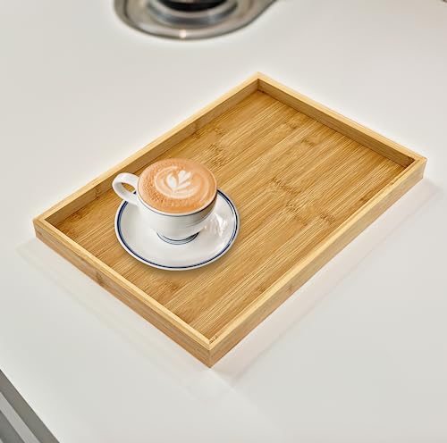 Natural Bamboo Serving Tray Platter 15.75 x 11 Rectangular, Bamboo - color: Bamboo, size: 15.8" x 11" x 1.2"