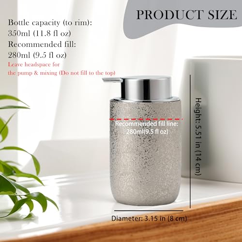 2pcs Foaming Soap Dispenser Set,12oz Bathroom Foam Dispenser with Pump,Foaming Hand Soap Bottle for Countertop,Luxury Dish Soap Dispenser Set(Silver&Ceramic) - color: Platinum Silver