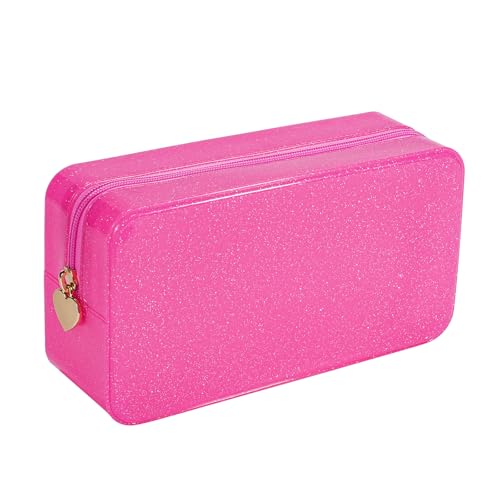 PVC Jelly Travel Makeup Bag,Waterproof Cosmetic Bag/Case with Zipper, Toiletry SPF Bag for Sunscreen, Skincare, and Daily Essentials (05Hot Pink) - color: 05Hot Pink