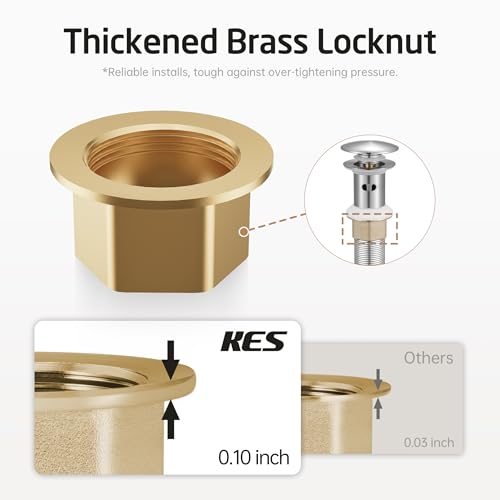 KES All Metal Bathroom Sink Drain with Strainer Basket Hair Catcher Anti Clog Pop Up Drain Stopper for Vanity Vessel Sink with Overflow, Rustproof 18/8 Stainless Steel Brushed Nickel S2013A-BN - color: Brushed Nickel, style: for sink WITH overflow,1-pack