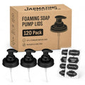 Jarmazing Products Mason Jar Foaming Soap Dispenser Lids - Includes Waterproof Stickers! Black - 120 Bulk Pack - color: Black, size: Pack of 120