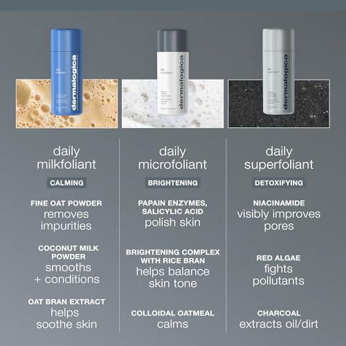 Dermalogica Daily Milkfoliant, Face Exfoliator, Powder Scrub Exfoliant with AHA and BHA - Calming, Polishing and Hydrating Skin, Oat-Based, Vegan Product - size: 0.45 Ounce (Pack of 1)